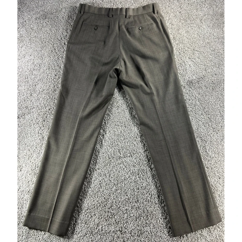 Men's Banana Republic Classic Fit Brown Wool Micro Check Dress Pants 33x32